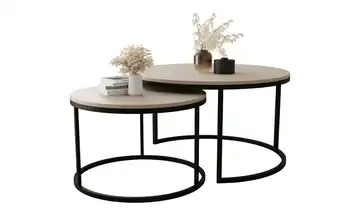 2er-Set runde Couchtische Schwarz Taupe