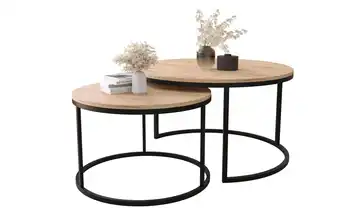 2er-Set runde Couchtische Schwarz Eiche Sierra (Nachbildung)