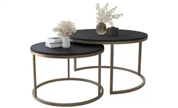 Selsey Couchtisch 2er Set Schwarz, Goldfarben