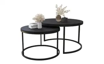 2er-Set runde Couchtische Schwarz Schwarz