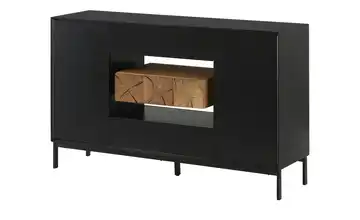 Sideboard Schwarz, matt, Wildeiche