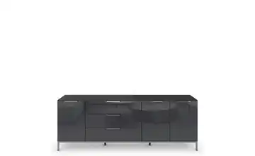 Sideboard Basaltgrau, Graphit Basaltgrau, Graphit Front: Glas, Oberboden: Glas verchromt