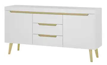 Sideboard 160 cm 2 Stück Weiß, Eiche (Nachbildung)