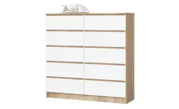 Kommode mit 10 Schubladen Eiche Sonoma (Nachbildung), Weiß
