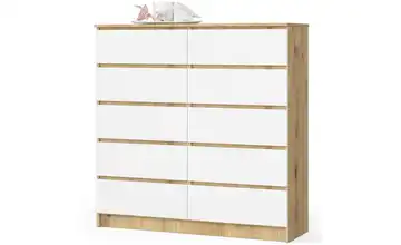 Kommode mit 10 Schubladen Eiche Artisan (Nachbildung), Weiß