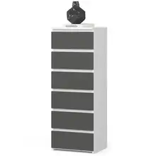 Kommode mit 6 Schubladen Weiß, Graphit