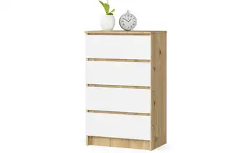 Kommode mit 4 Schubladen Eiche Artisan (Nachbildung), Weiß