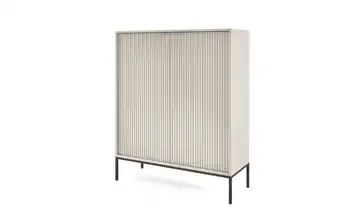 Highboard Beige, Schwarz, Goldfarben