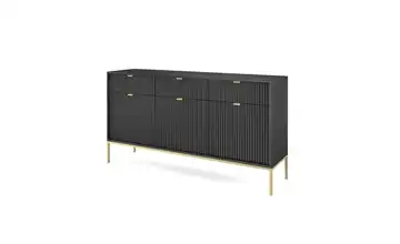 Sideboard 154 cm Schwarz, Goldfarben 3 Stück