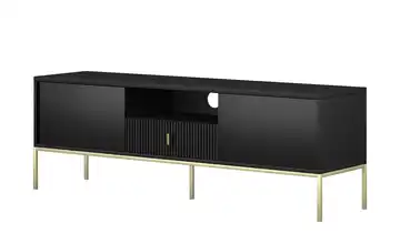 TV-Lowboard Schwarz Griffe und Gestell: Metall Goldfarben