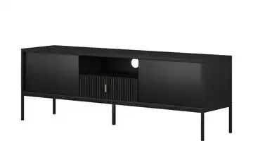 TV-Lowboard Schwarz Griffe: Metall Goldfarben, Gestell: Metall Schwarz
