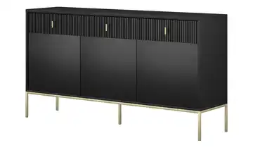 Sideboard Schwarz Griffe und Gestell: Metall Goldfarben