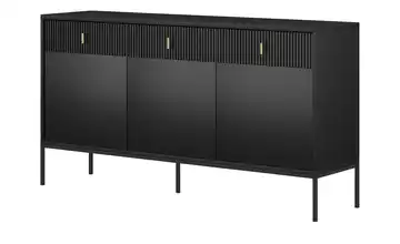 Sideboard Schwarz Griffe: Metall Goldfarben, Gestell: Metall Schwarz