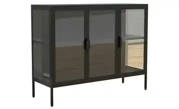 Standvitrine 80 cm 100 cm Schwarz 3 Stück