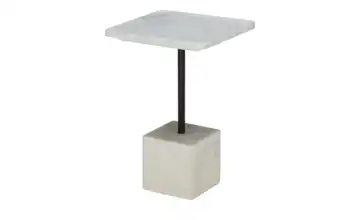Beistelltisch Weiß, Marmoroptik Sockel: Würfel-Form