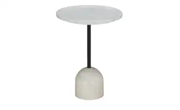 Beistelltisch Weiß, Marmoroptik Sockel: Halbrunde-Form