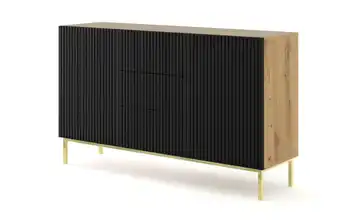 Sideboard Füße, eckig Eiche Artisan (Nachbildung), Schwarz 150 cm Goldfarben