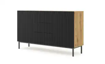 Sideboard Füße, eckig Eiche Artisan (Nachbildung), Schwarz 150 cm Schwarz
