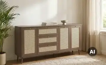 Roomers Sideboard Nussbaum (Nachbildung), Rattan (Nachbildung)