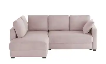 Ecksofa mit Boxspringpolsterung Rosa links Cordstoff