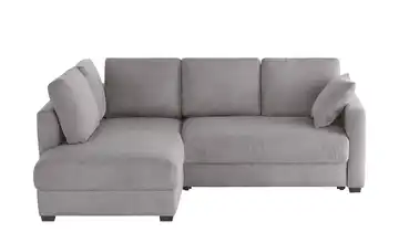 Ecksofa mit Boxspringpolsterung Dunkelgrau links Cordstoff