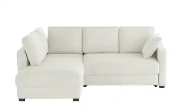 Ecksofa mit Boxspringpolsterung Hellgrau links Cordstoff