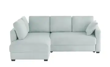 Ecksofa mit Boxspringpolsterung Hellblau links Cordstoff