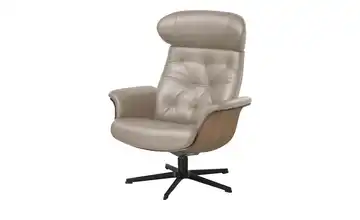 Sessel in Leder mit Knopfnaht Grau