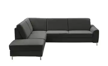 Kollektion Kraft Ecksofa Lea Schwarz links ohne