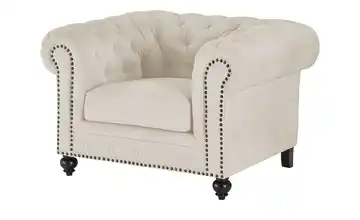 Primo Sessel Chesterfield Stoff Creme