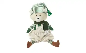 HOME STORY Weihnachtsfigur Bär Grün, Creme, Weiß, Braun