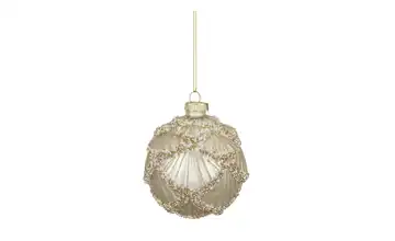 HOME STORY Weihnachtsbaumkugel Creme, Goldfarben