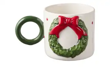 HOME STORY Tasse mit Weihnachtskranz