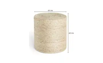 Hanse Home Jute Pouf Natur, Elfenbein