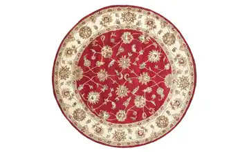 THEKO Wollteppich Rot/Creme 150 cm 150 cm Ø 150 cm