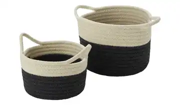 HOME STORY Aufbewahrungskorb, 2er Set Schwarz, Creme