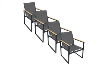Gartenstuhl 2er-Set 4 Stühle Schwarz