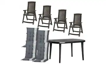 Siena Garden Gartenmöbel 9er-Set Tampa Graphit 137 cm 110 cm