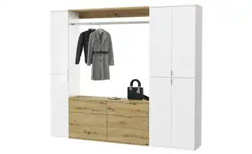 Garderoben-Set Asteiche (Nachbildung), Weiß, hochglanz