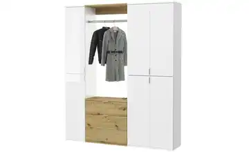 Garderoben-Set Asteiche (Nachbildung), Weiß, hochglanz