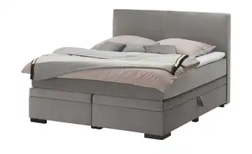 Boxi Boxspringbett mit Bettkasten Boxi Classic H2 180 cm Viscoschaumkern Hellgrau Samt