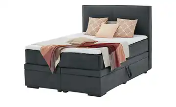 Boxi Boxspringbett mit Bettkasten Anthrazit 140 cm Viscoschaumkern Velours H3 & H5