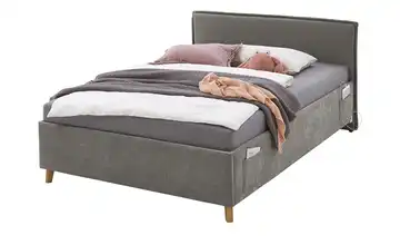Polsterbett mit trendiger Kederumrahmung 120 cm Ohne Lattenrahmen & Bettkasten Grau Ohne Rückenteil