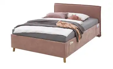 Polsterbett mit trendiger Kederumrahmung 120 cm Mit Lattenrahmen & Bettkasten Rosa Ohne Rückenteil