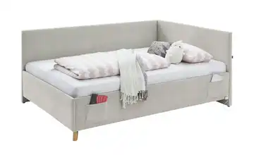 Polsterbett in Cord Ohne Lattenrahmen & Bettkasten Mit Rückenteil 140 cm Beige
