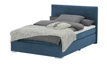 Boxbett Cord, Härtegrad H3, 140x200 cm H3 Matratze mit Bonnellfederkern Blau
