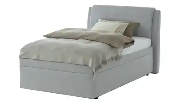 Polsterbett mit Stauraum Silbergrau 120 cm Flachgewebe