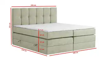 Boxspringbett mit Bettkasten 180 cm Mintgrün 7 cm