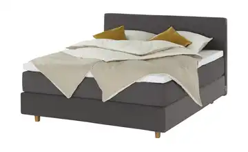 Jette Home Boxspringbett Jette Flex Anthrazit 140 cm H3 & H4 Viscoschaumkern 63,5 cm