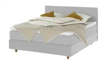 Jette Home Boxspringbett Jette Flex Hellgrau 160 cm H2 Viscoschaumkern 63,5 cm